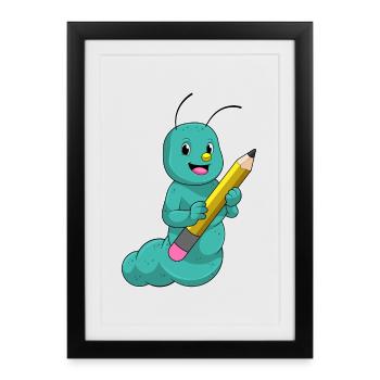 École de crayons des élèves Caterpillar - Affiche encadrée (27 × 37 cm) - noir - Devant