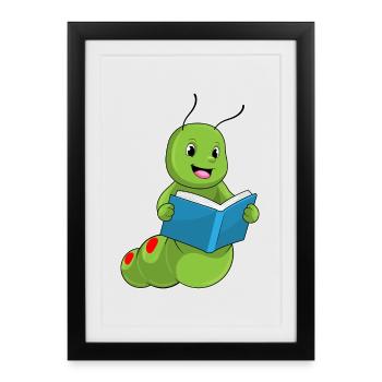 Caterpillar Nerd Book - Framed poster (27 × 37 cm) - black - Front