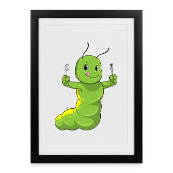 Caterpillar Cutellery Cuisine - Affiche encadrée (27 × 37 cm) - noir - Devant
