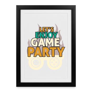 Design Party Game et Fun - Affiche encadrée (27 × 37 cm) - noir - Devant