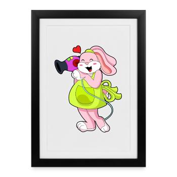 Séchoir à cheveux Bunny Hairdresser - Affiche encadrée (27 × 37 cm) - noir - Devant