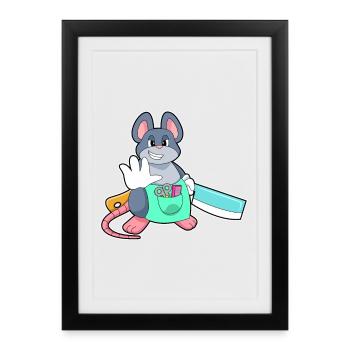 Rasoir de coiffeur de souris - Affiche encadrée (27 × 37 cm) - noir - Devant