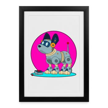 Robot Chien - Affiche encadrée (27 × 37 cm) - noir - Devant