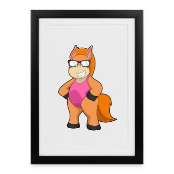 Lunettes de soleil pour chevaux - Affiche encadrée (27 × 37 cm) - noir - Devant