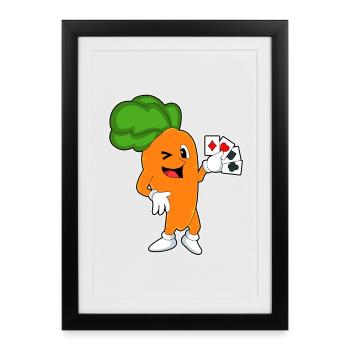 Cartes de poker carotte - Affiche encadrée (27 × 37 cm) - noir - Devant