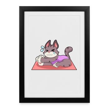 Gymnastique de fitness yoga pour chats - Affiche encadrée (27 × 37 cm) - noir - Devant