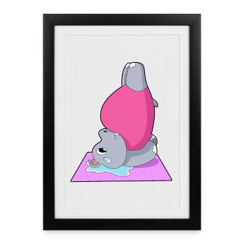 Hippopotamus Yoga Gymnastique - Affiche encadrée (27 × 37 cm) - noir - Devant
