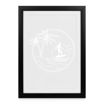 Hydroptère Surf Surf Surfer Hydroptère Surfen - Affiche encadrée (27 × 37 cm) - noir - Devant