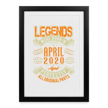 Légende d’anniversaire d’avril 2020 - Affiche encadrée (27 × 37 cm) - noir - Devant