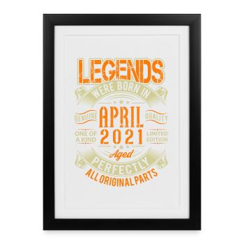 Légende d’anniversaire d’avril 2021 - Affiche encadrée (27 × 37 cm) - noir - Devant