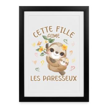 Dieses Mädchen Liebt Faultiere - Gerahmtes Poster (27 × 37 cm) - Schwarz - Vorne