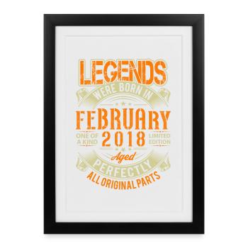 2018 February Birthday Legend - Framed poster (27 × 37 cm) - black - Front