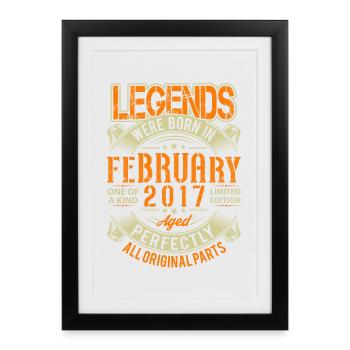 Légende d’anniversaire de février 2017 - Affiche encadrée (27 × 37 cm) - noir - Devant