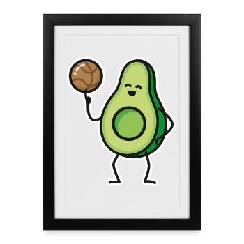 Drôle d’avocat Basketteur Joueur keto - Affiche encadrée (27 × 37 cm) - noir - Devant