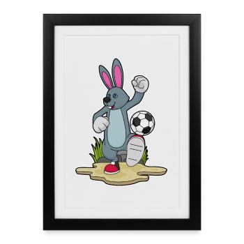 Bunny Joueur de Football - Affiche encadrée (27 × 37 cm) - noir - Devant