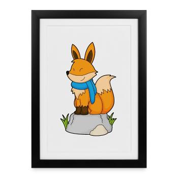 Fox Scarf - Framed poster (27 × 37 cm) - black - Front