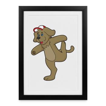 Yoga canin Gymnastique - Affiche encadrée (27 × 37 cm) - noir - Devant