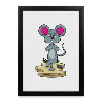 Mouse Yoga Gymnastique - Affiche encadrée (27 × 37 cm) - noir - Devant