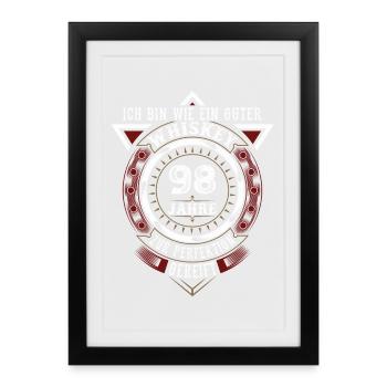 98. Geburtstag Whiskey Whisky - Gerahmtes Poster (27 × 37 cm) - Schwarz - Vorne