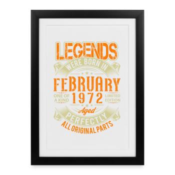 1972 February Birthday Legend - Framed poster (27 × 37 cm) - black - Front