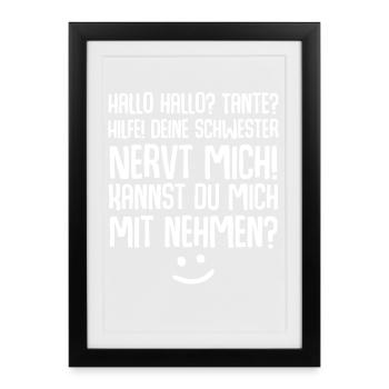 Tante Nichte Neffe - Gerahmtes Poster (27 × 37 cm) - Schwarz - Vorne