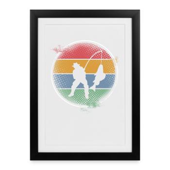 Pêche Pêcher Pêcheur - Affiche encadrée (27 × 37 cm) - noir - Devant