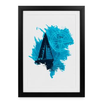 Sailboat - Framed poster (27 × 37 cm) - black - Front