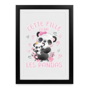 Dieses Mädchen Liebt Pandas - Gerahmtes Poster (27 × 37 cm) - Schwarz - Vorne
