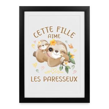 Dieses Mädchen Liebt Faultiere - Gerahmtes Poster (27 × 37 cm) - Schwarz - Vorne