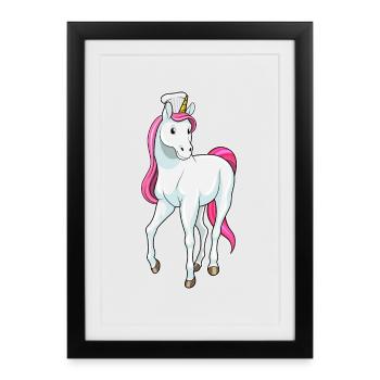Cuisinage du Chef Licorne Chef Chapeau - Affiche encadrée (27 × 37 cm) - noir - Devant
