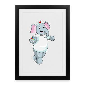 Elephant Nurse Medicine - Framed poster (27 × 37 cm) - black - Front