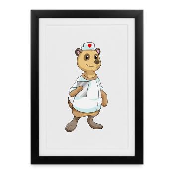 Meerkat Nurse Heart - Framed poster (27 × 37 cm) - black - Front