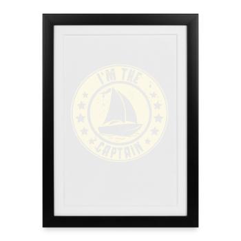 Capitaine Sailing Sailor Retro Vintage - Affiche encadrée (27 × 37 cm) - noir - Devant