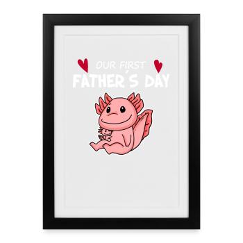 Cadeau de fête des pères - Notre première fête des pères - Affiche encadrée (27 × 37 cm) - noir - Devant