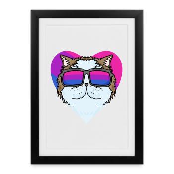 Chat persan bisexuel - Chat avec lunettes - Affiche encadrée (27 × 37 cm) - noir - Devant