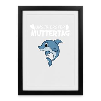 Muttertag Geschenk - Unser erster Muttertag - Gerahmtes Poster (27 × 37 cm) - Schwarz - Vorne