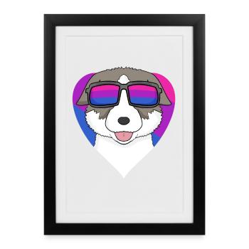 Chien bisexuel Thaïlandais Bangkaew - Chien avec lunettes - Affiche encadrée (27 × 37 cm) - noir - Devant