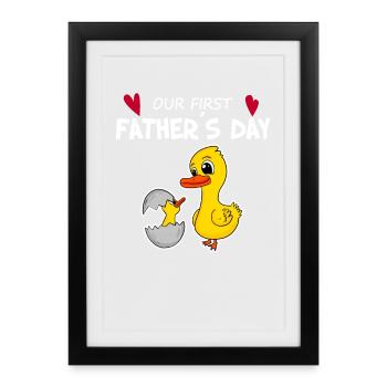 Cadeau de fête des pères - Notre première fête des pères - Affiche encadrée (27 × 37 cm) - noir - Devant