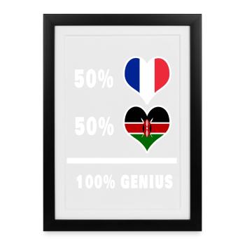 La France et le Kenya génie / cadeau - Affiche encadrée (27 × 37 cm) - noir - Devant