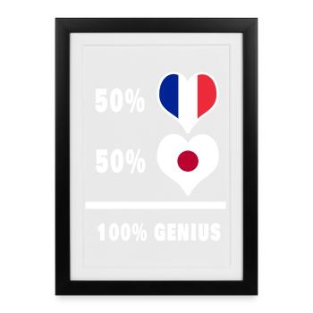 La France et le Japon génie / cadeau - Affiche encadrée (27 × 37 cm) - noir - Devant