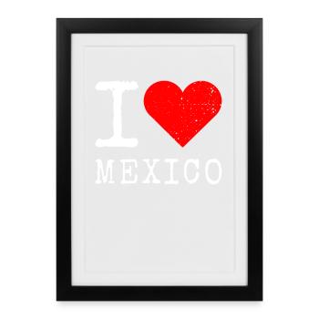 J’aime le Mexique J’aime le Mexique Cinco De Mayo Les Mexicains - Affiche encadrée (27 × 37 cm) - noir - Devant