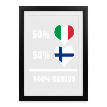 L'Italie et la Finlande génie / cadeau - Affiche encadrée (27 × 37 cm) - noir - Devant
