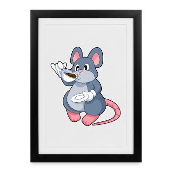 Maus Kaffee Tasse - Gerahmtes Poster (27 × 37 cm) - Schwarz - Vorne