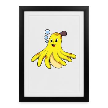 Banane pieuvre - Affiche encadrée (27 × 37 cm) - noir - Devant