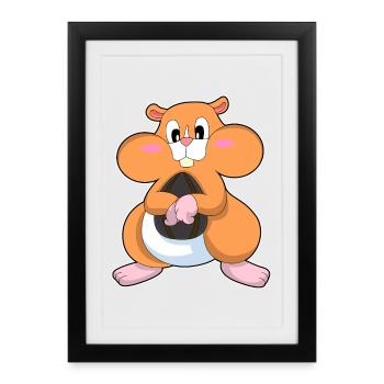 Hamster aux noix - Affiche encadrée (27 × 37 cm) - noir - Devant