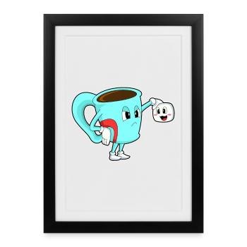 Kaffee Tasse - Gerahmtes Poster (27 × 37 cm) - Schwarz - Vorne