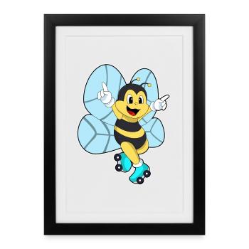 Biene Rollschuhfahren Rollschuhe - Gerahmtes Poster (27 × 37 cm) - Schwarz - Vorne