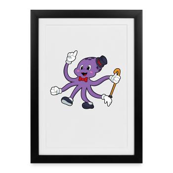 Chapeau de Magicien Pieuvre - Affiche encadrée (27 × 37 cm) - noir - Devant