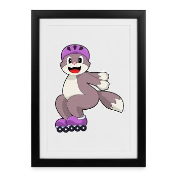 Patins à roulettes Cat Roller Skates - Affiche encadrée (27 × 37 cm) - noir - Devant