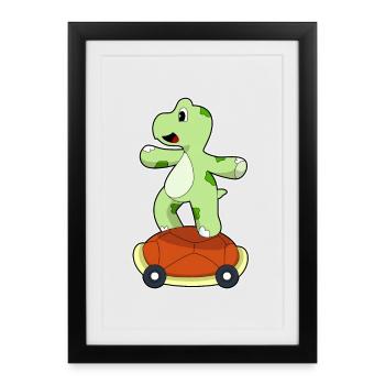 Tortue Skater Skateboard - Affiche encadrée (27 × 37 cm) - noir - Devant